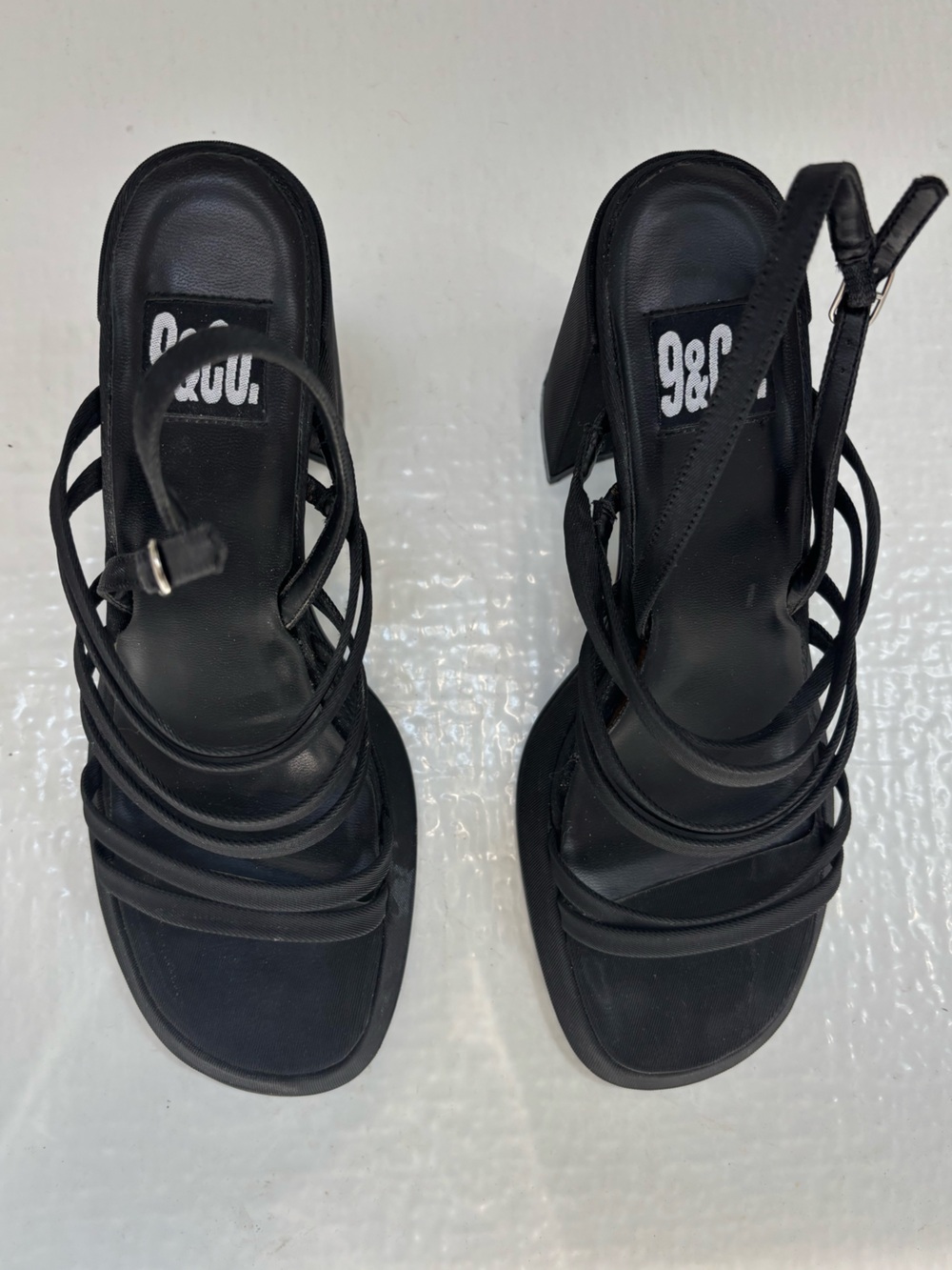 Women's Black Multi-Strap Block Heel Sandals
